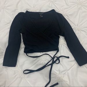 Tie up knit-like crop top